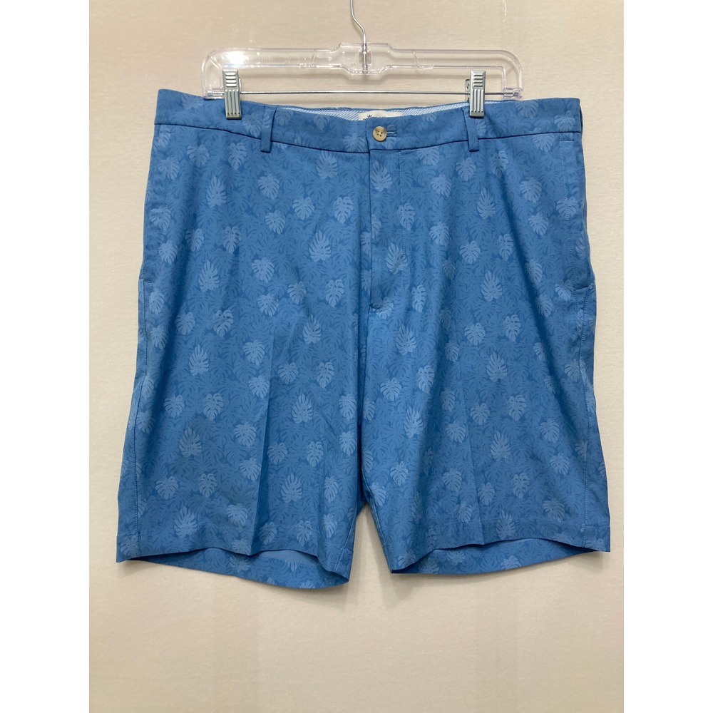 Peter Millar Shorts Mens size 36 Blue Leaf Print Carrboro Golf Performance